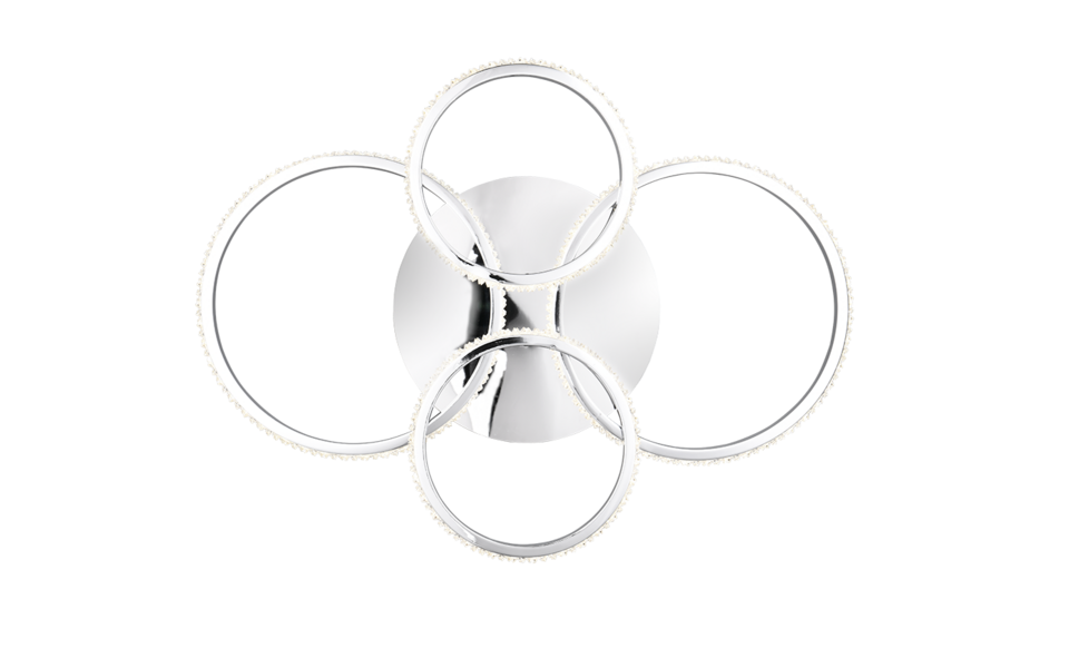 Trio Lighting Trio CIRES plafondlamp | LED | chroom met transparant | 65,5 x 49,5 cm | IP20 | 1x 27W | 3400 lm | 4000K | dimbaar