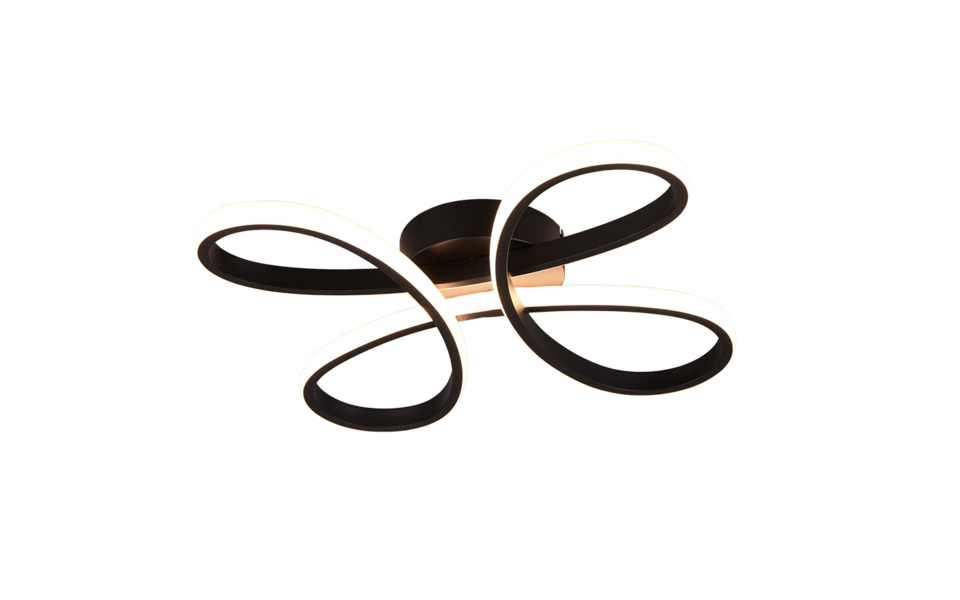 Trio Lighting Trio FLY plafondlamp | LED | mat zwart | 40 x 40 cm | IP20 | 1x 22W | 2600 lm | 3000K | dimbaar