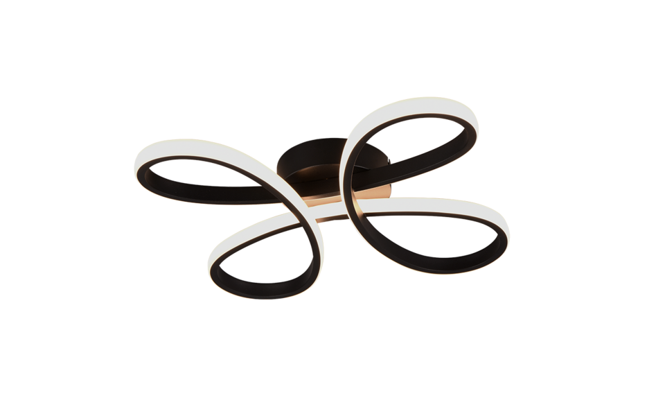 Trio Lighting Trio FLY plafondlamp | LED | mat zwart | 40 x 40 cm | IP20 | 1x 22W | 2600 lm | 3000K | dimbaar