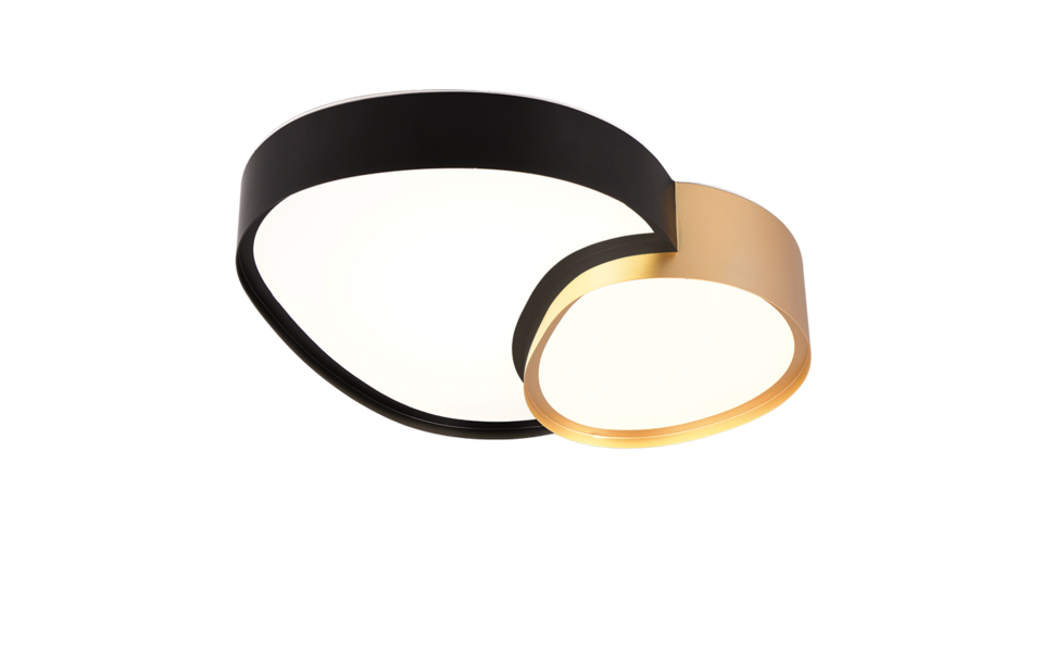 Trio Lighting Trio RISE plafondlamp | LED | zwart met goud | 43,5 x 36 cm | IP20 | 1x 21W | 2400 lm | 2700-6500K | dimbaar