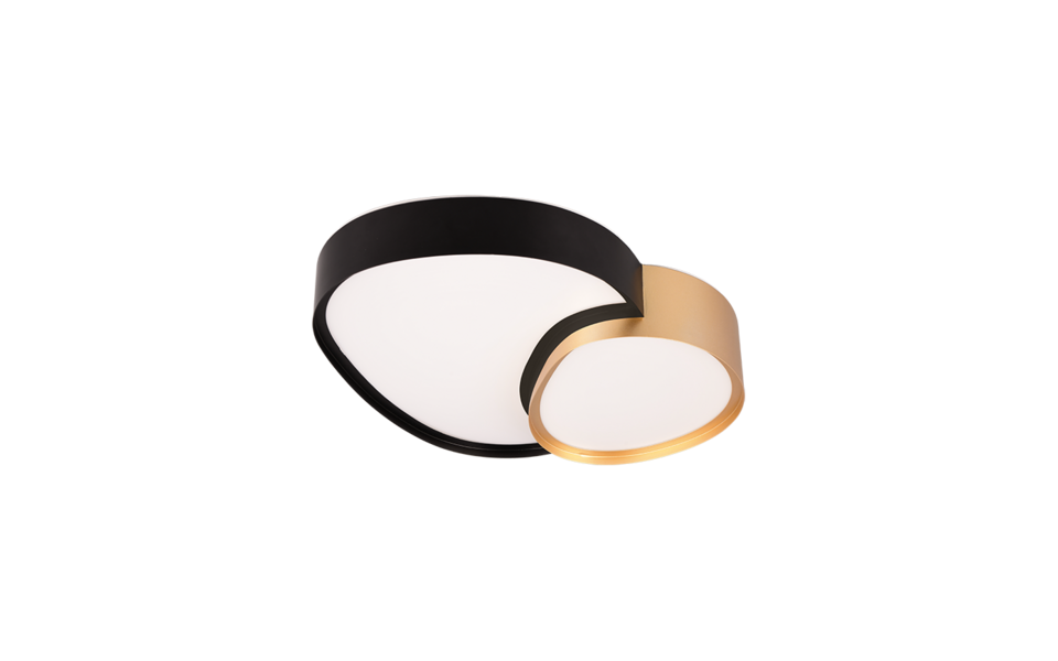 Trio Lighting Trio RISE plafondlamp | LED | zwart met goud | 43,5 x 36 cm | IP20 | 1x 21W | 2400 lm | 2700-6500K | dimbaar