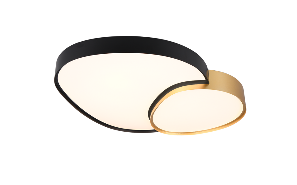 Trio Lighting Trio RISE LED ceiling light | 1x 51W 5100 lm 2700-6500K | black with gold | IP20 | 8.5 cm