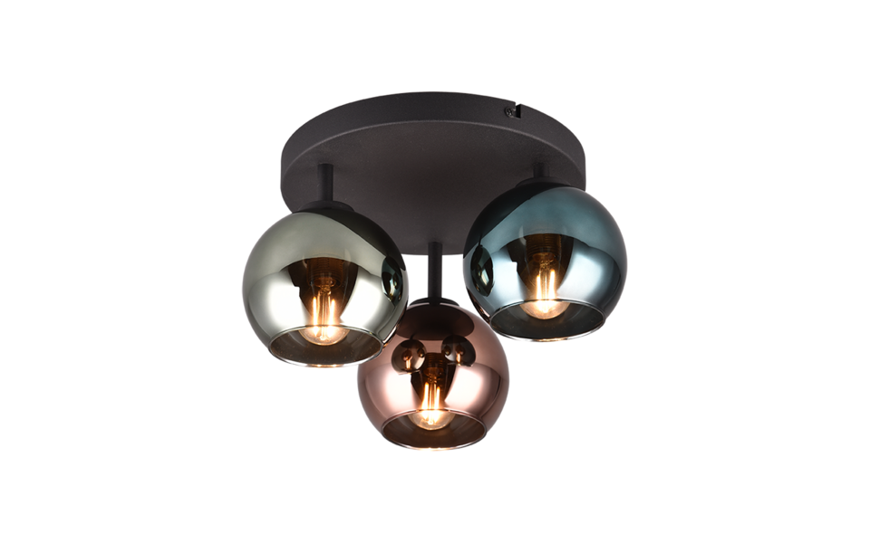 Trio Lighting Trio SHELDON plafondlamp | E14 Fitting | multicolor met blauw met groen met koperkleurig | Ø 33 cm | IP20 | excl. 3x E14 | max. 10W