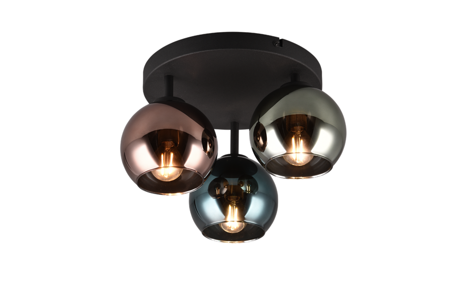 Trio Lighting Trio SHELDON plafondlamp | E14 Fitting | multicolor met blauw met groen met koperkleurig | Ø 33 cm | IP20 | excl. 3x E14 | max. 10W