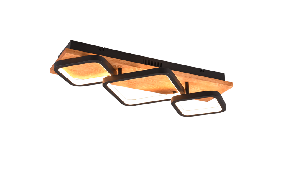 Trio Lighting Trio RAMA plafondlamp | LED | mat zwart | 67,5 x 32,5 cm | IP20 | 1x 32W | 3800 lm | 3000K | dimbaar
