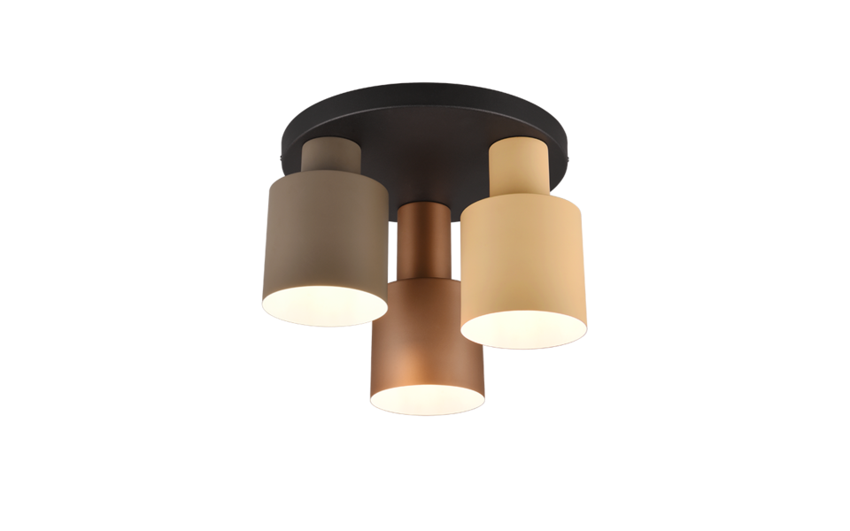 Trio Lighting Trio AGUDO plafondlamp | E27 Fitting | multicolor met koffie met beige met taupe | Ø 30 cm | IP20 | excl. 3x E27 | max. 40W Trio Lighting Trio AGUDO plafondlamp | E27 Fitting | multicolor met koffie met beige met taupe | Ø 30 cm | IP20 | excl. 3x E27 | max. 40W