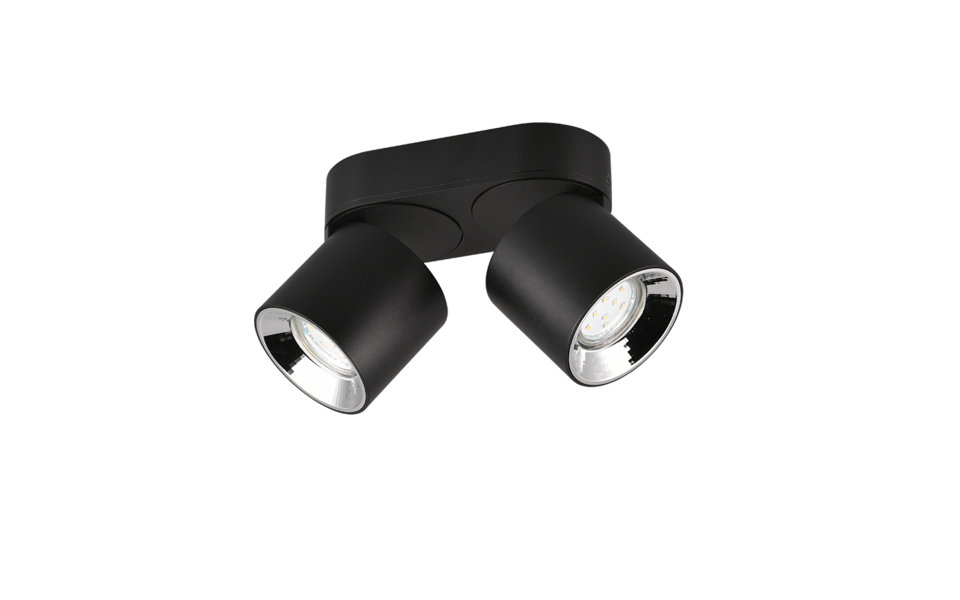 Trio Lighting Trio GUAYANA plafondlamp | GU10 Fitting | mat zwart | 18 x 8,7 cm | IP20 | excl. 2x GU10 | max. 10W