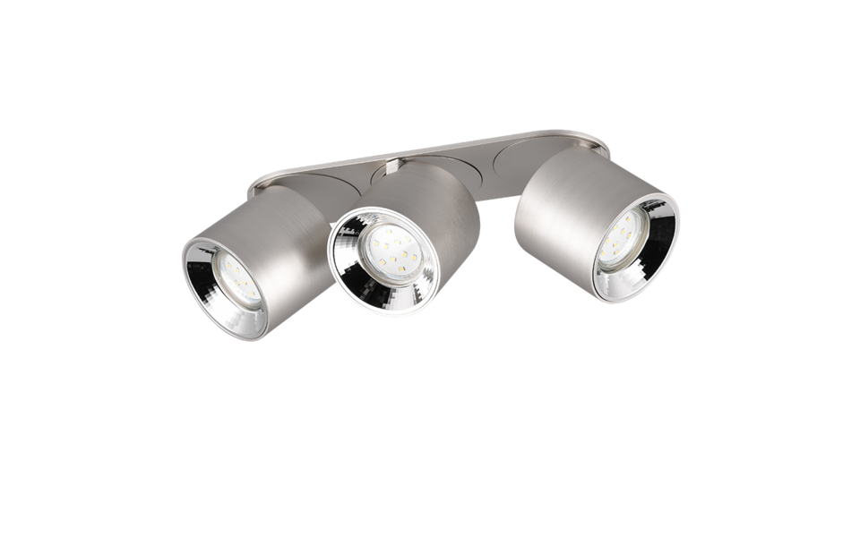 Trio Lighting Trio GUAYANA plafondlamp | GU10 Fitting | nikkel mat | 27,3 x 8,7 cm | IP20 | excl. 3x GU10 | max. 10W Trio Lighting Trio GUAYANA plafondlamp | GU10 Fitting | nikkel mat | 27,3 x 8,7 cm | IP20 | excl. 3x GU10 | max. 10W