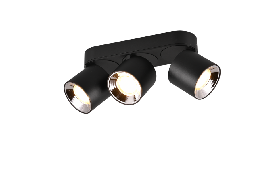 Trio Lighting Trio GUAYANA plafondlamp | GU10 Fitting | mat zwart | 27,3 x 8,7 cm | IP20 | excl. 3x GU10 | max. 10W