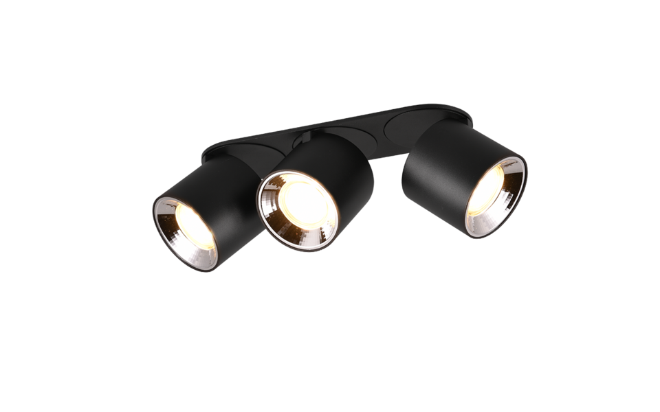 Trio Lighting Trio GUAYANA plafondlamp | GU10 Fitting | mat zwart | 27,3 x 8,7 cm | IP20 | excl. 3x GU10 | max. 10W