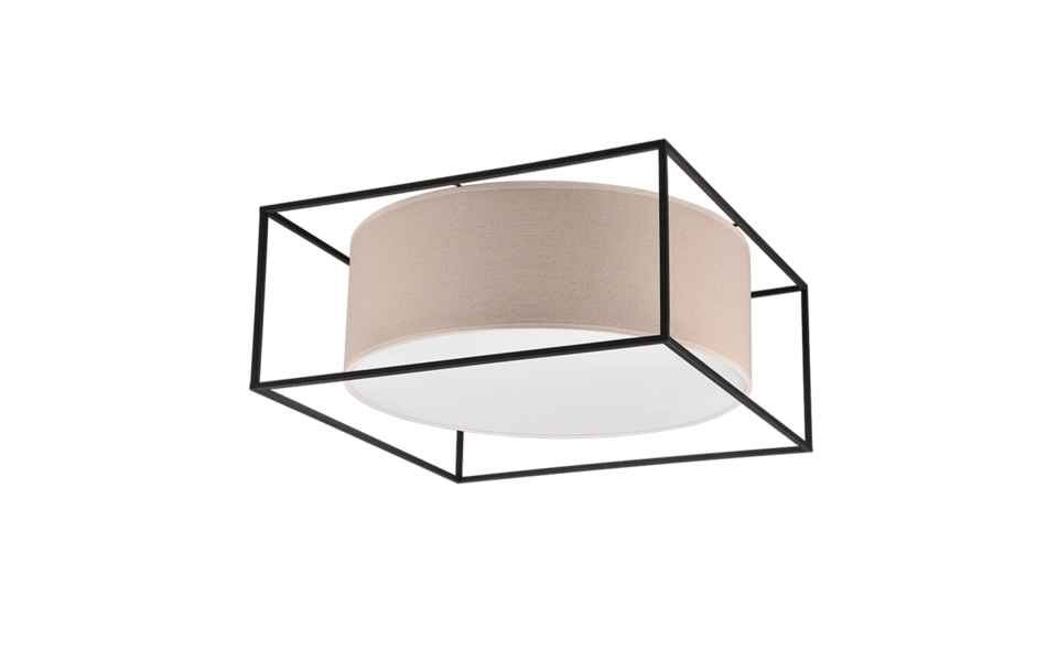 Trio Lighting Trio ROSS plafondlamp | E27 Fitting | mat zwart met beige | 50 x 50 cm | IP20 | excl. 3x E27 | max. 25W