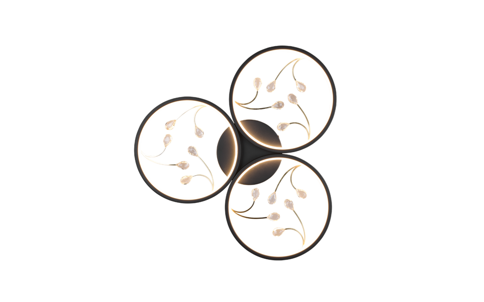 Trio Lighting Trio GROOVY plafondlamp | LED | mat zwart | Ø 62 cm | IP20 | 1x 30W | 3600 lm | 3000K | dimbaar