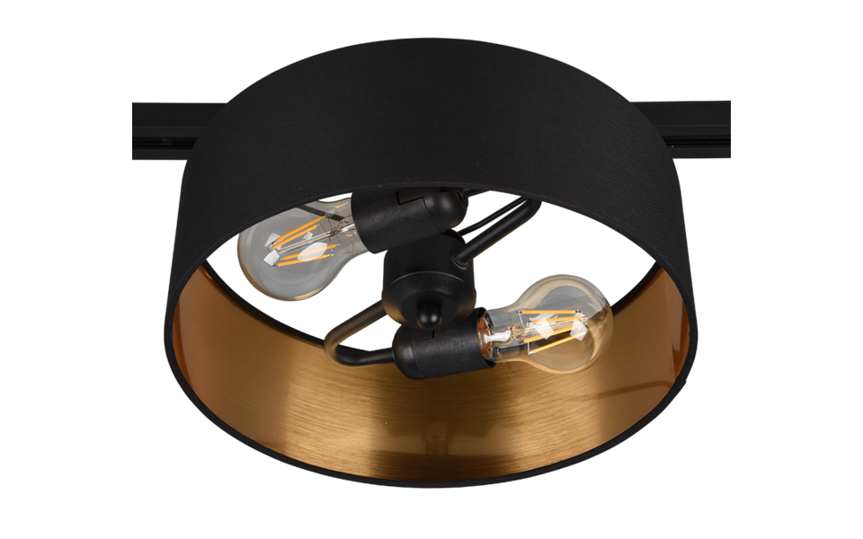 Trio Lighting Trio HOSTEL ceiling light | 2x E27 max 40W | black with gold | Ø 30 cm | IP20 | 16.3 cm