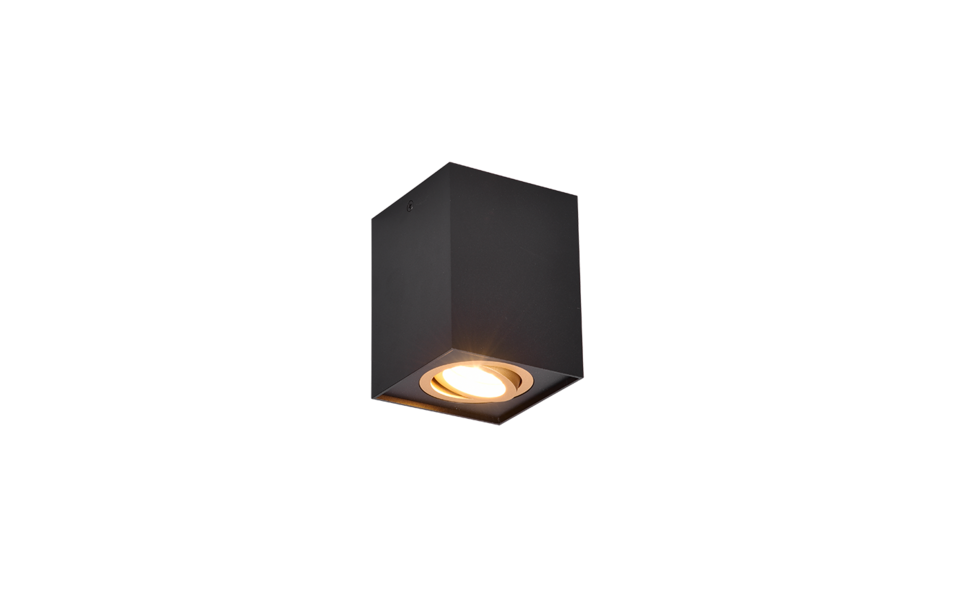 Trio Lighting Trio BISCUIT plafondlamp | GU10 Fitting | zwart met goud | 9,6 x 9,6 cm | IP20 | excl. 1x GU10 | max. 35W Trio Lighting Trio BISCUIT plafondlamp | GU10 Fitting | zwart met goud | 9,6 x 9,6 cm | IP20 | excl. 1x GU10 | max. 35W