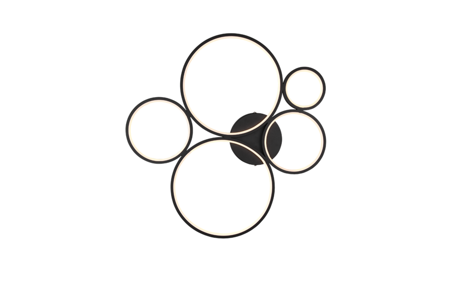 Trio Lighting Trio RONDO plafondlamp | LED | mat zwart | 59 x 53 cm | IP20 | 1x 49W | 5800 lm | 3000K | niet dimbaar