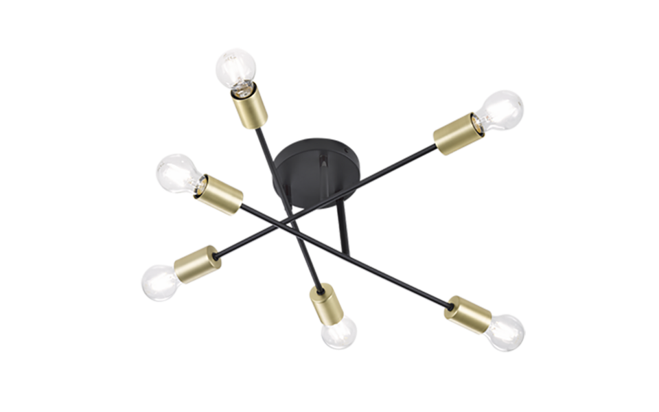 Trio Lighting Trio CROSS ceiling light | 6x E27 max 40W | black | Ø 56.6 cm | IP20 | 19.1 cm