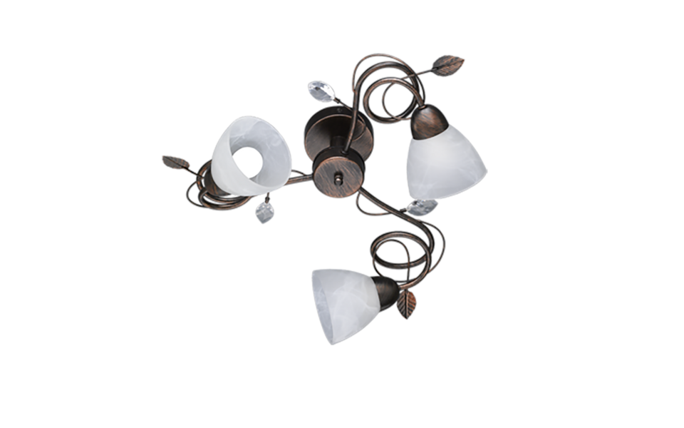 Trio Lighting Trio TRADITIO plafondlamp | E14 Fitting | roestkleur antiek met albast | Ø 61 cm | IP20 | excl. 3x E14 | max. 40W