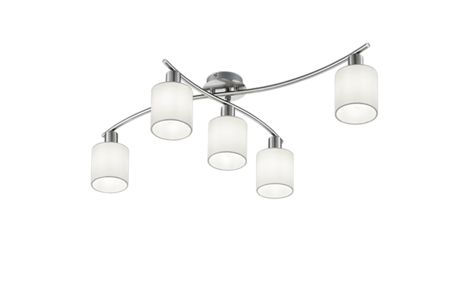 Trio Lighting Trio GARDA plafondlamp | E14 Fitting | nikkel mat met wit | 75 x 44,2 cm | IP20 | excl. 5x E14 | max. 25W