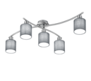 Trio Lighting Trio GARDA plafondlamp | E14 Fitting | nikkel mat met grijs | 75 x 44,2 cm | IP20 | excl. 5x E14 | max. 25W