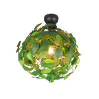 Trio LEAVY plafondlamp | mat zwart met groen | IP20 | E27 Fitting
