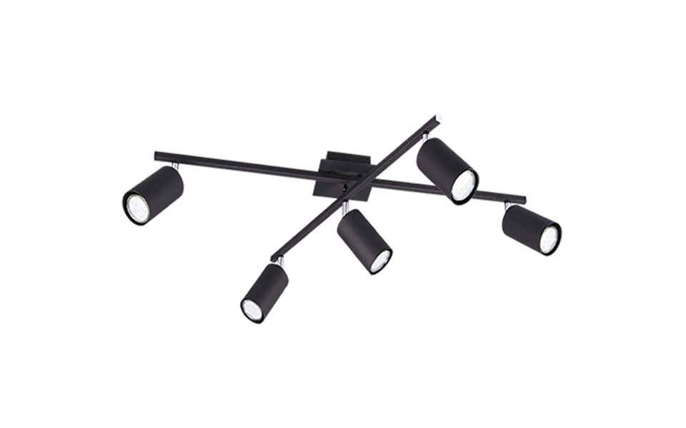 Trio Lighting Trio MARLEY plafondlamp | GU10 Fitting | mat zwart | 77,4 x 57,4 cm | IP20 | excl. 5x GU10 | max. 35W