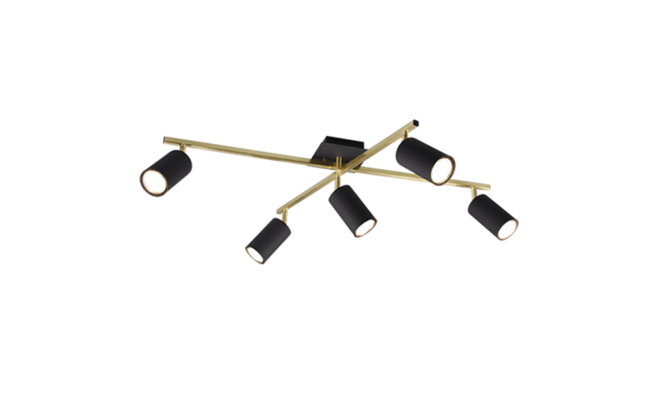 Trio Lighting Trio MARLEY plafondlamp | GU10 Fitting | zwart met goud | 77,4 x 57,4 cm | IP20 | excl. 5x GU10 | max. 35W
