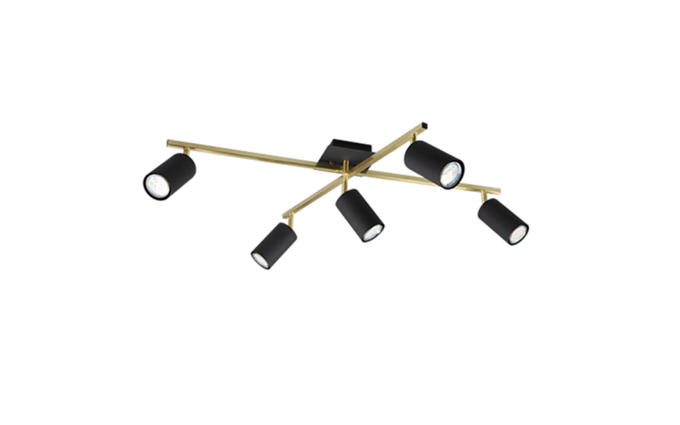 Trio Lighting Trio MARLEY ceiling light | 5x GU10 | black with gold | IP20 | 22.4 cm