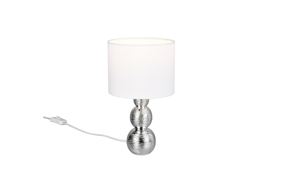 Trio Lighting Trio LOVA tafellamp | E27 Fitting | zilver met wit | Ø 17 cm | IP20 | excl. 1x E27 | max. 10W Trio Lighting Trio LOVA tafellamp | E27 Fitting | zilver met wit | Ø 17 cm | IP20 | excl. 1x E27 | max. 10W