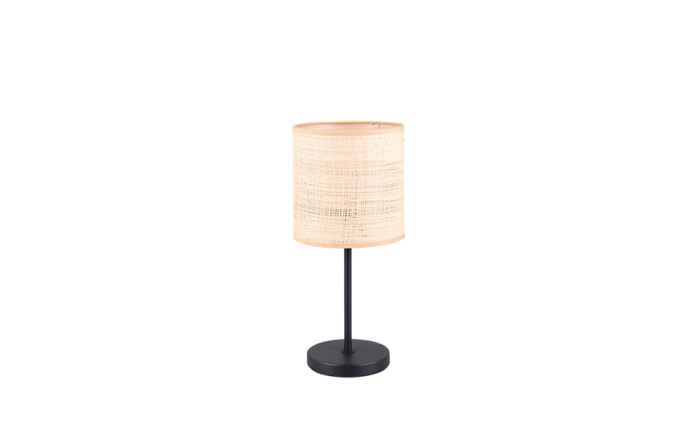 Trio Lighting Trio AIMEE tafellamp | E27 Fitting | mat zwart met natuurlijke afwerking | Ø 17 cm | IP20 | excl. 1x E27 | max. 10W
