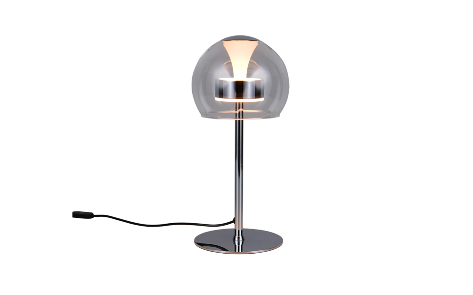Trio Lighting Trio FLYNT tafellamp | LED | chroom met transparant | Ø 16 cm | IP20 | 1x 8W | 880 lm | 2300+3000+4000K | dimbaar