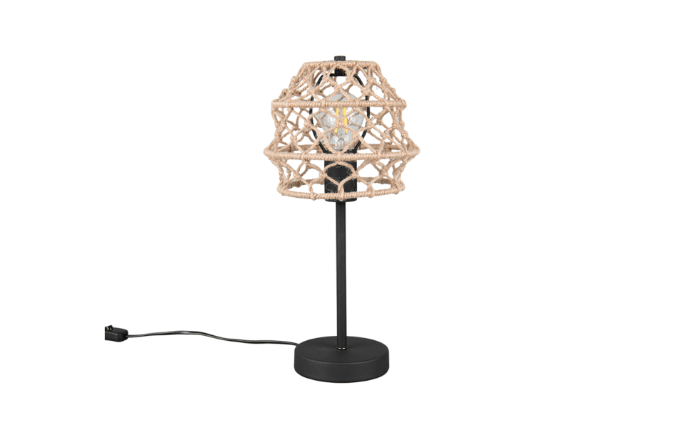 Trio Lighting Trio HIVE tafellamp | E27 Fitting | mat zwart met natuurlijke afwerking | Ø 20 cm | IP20 | excl. 1x E27 | max. 10W