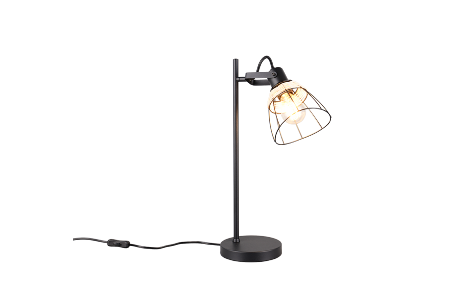 Trio Lighting Trio JEROME tafellamp | E27 Fitting | mat zwart met natuurlijke afwerking | Ø 16 cm | IP20 | excl. 1x E27 | max. 10W