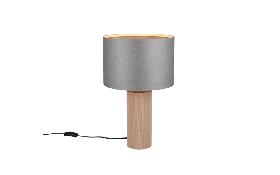 Trio Lighting Trio CANIO tafellamp | E27 Fitting | natuurlijke afwerking met grijs | Ø 30 cm | IP20 | excl. 1x E27 | max. 40W