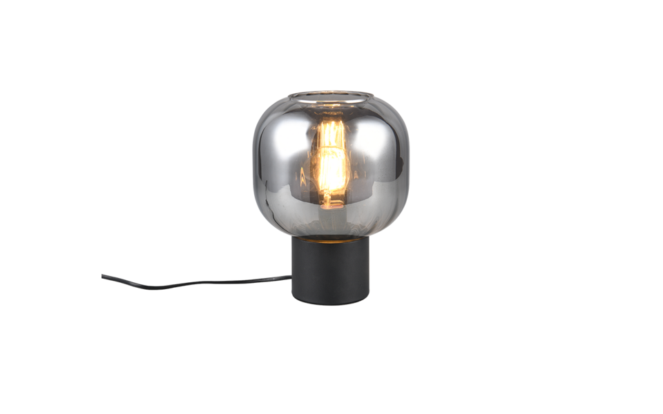 Trio Lighting Trio DIVA tafellamp | E27 Fitting | mat zwart met verchroomd | Ø 20 cm | IP20 | excl. 1x E27 | max. 40W