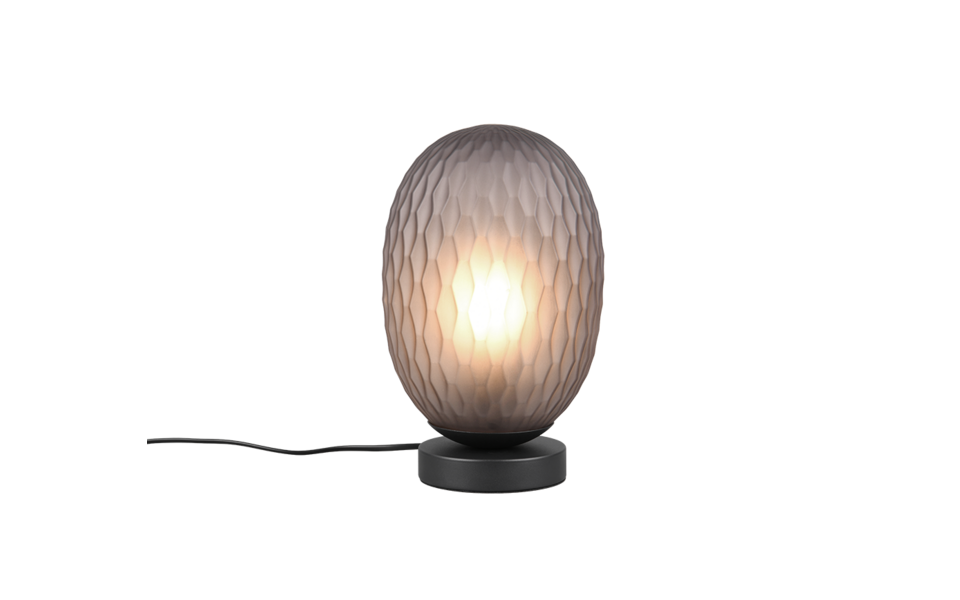 Trio Lighting Trio FACETTE tafellamp | E27 Fitting | mat zwart met rookkleur | Ø 17,5 cm | IP20 | excl. 1x E27 | max. 25W