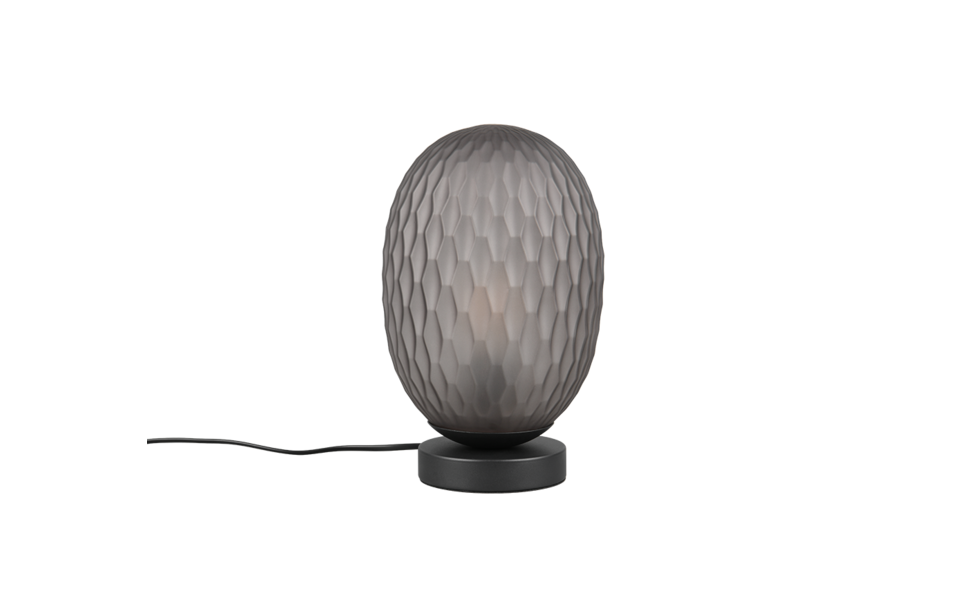 Trio Lighting Trio FACETTE tafellamp | E27 Fitting | mat zwart met rookkleur | Ø 17,5 cm | IP20 | excl. 1x E27 | max. 25W
