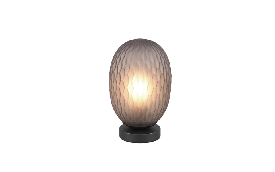 Trio Lighting Trio FACETTE tafellamp | E27 Fitting | mat zwart met rookkleur | Ø 17,5 cm | IP20 | excl. 1x E27 | max. 25W