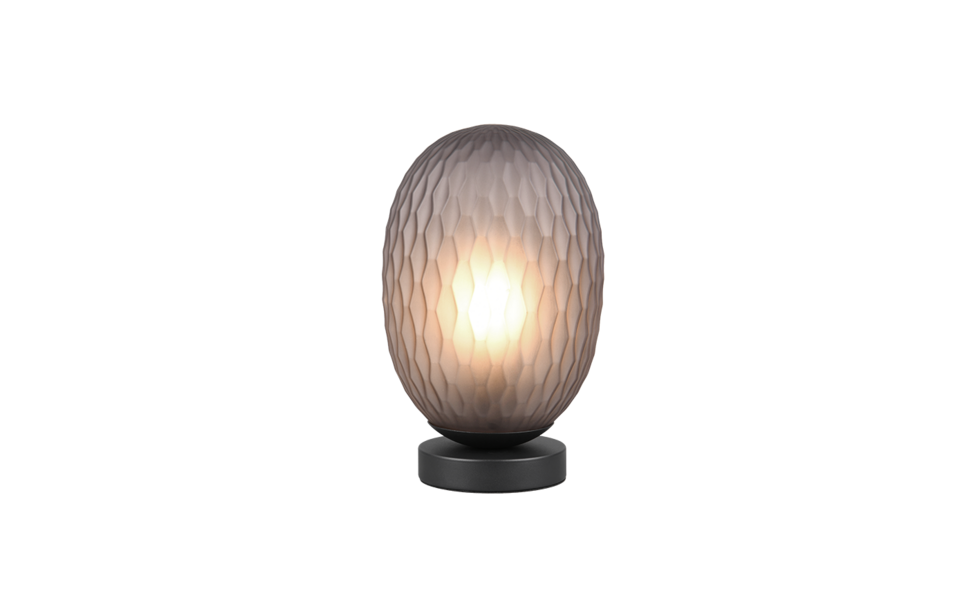 Trio Lighting Trio FACETTE tafellamp | E27 Fitting | mat zwart met rookkleur | Ø 17,5 cm | IP20 | excl. 1x E27 | max. 25W