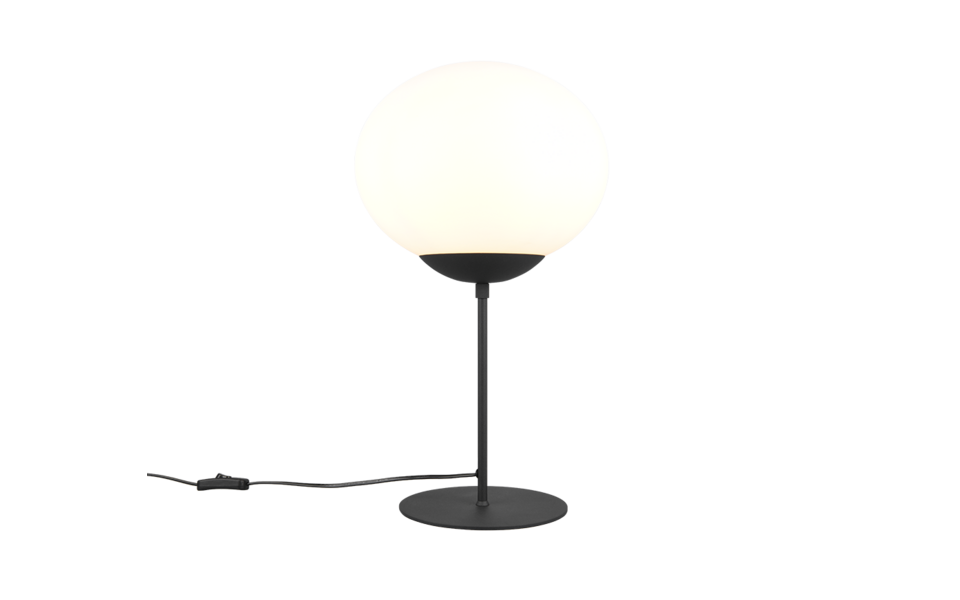Trio Lighting Trio FOMENTO tafellamp | E27 Fitting | mat zwart met wit | Ø 30 cm | IP20 | excl. 1x E27 | max. 15W