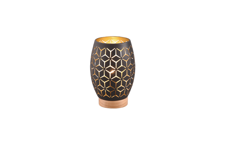 Trio Lighting Trio BIDAR tafellamp | E27 Fitting | zwart met goud | Ø 15 cm | IP20 | excl. 1x E27 | max. 10W