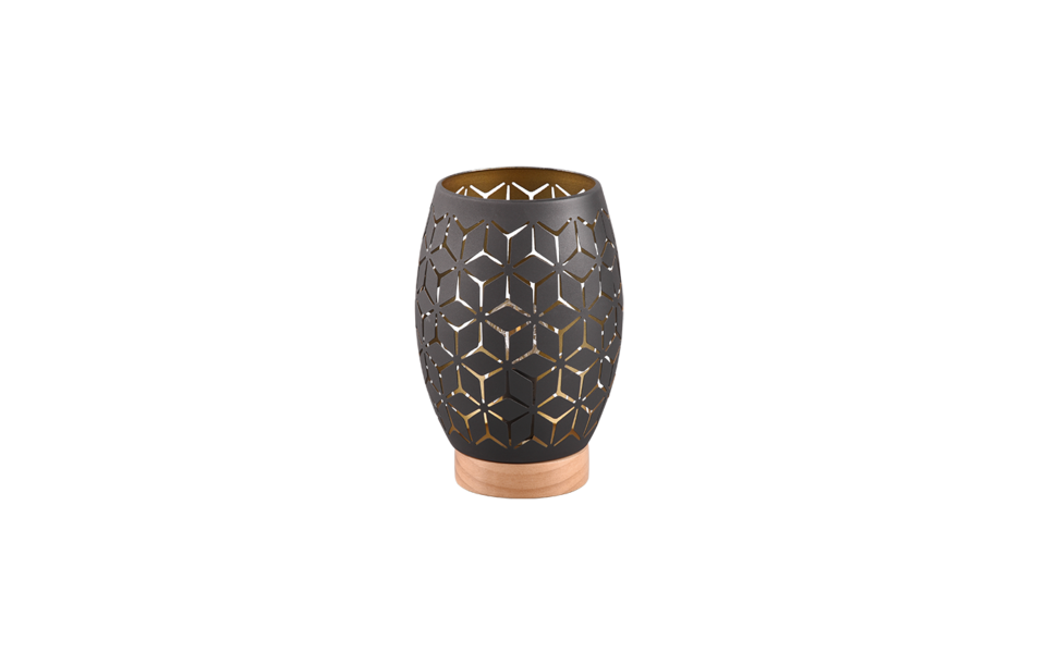 Trio Lighting Trio BIDAR tafellamp | E27 Fitting | zwart met goud | Ø 15 cm | IP20 | excl. 1x E27 | max. 10W