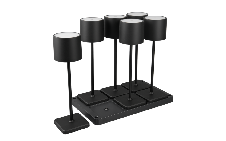 Trio Lighting Trio FERNANDEZ tafellamp | LED | mat zwart | 42,6 x 26 cm | IP54 | 6x 1,5W | 130 lm | 2700+4000+6000K | dimbaar Trio Lighting Trio FERNANDEZ tafellamp | LED | mat zwart | 42,6 x 26 cm | IP54 | 6x 1,5W | 130 lm | 2700+4000+6000K | dimbaar