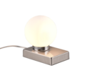 Trio Lighting Trio DAVI II tafellamp | E14 Fitting | nikkel mat met wit | 15 x 12 cm | IP20 | excl. 1x E14 | max. 40W | niet dimbaar
