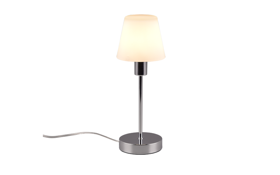 Trio Lighting Trio LUIS II tafellamp | E14 Fitting | chroom met wit | Ø 12 cm | IP20 | excl. 1x E14 | max. 40W | niet dimbaar