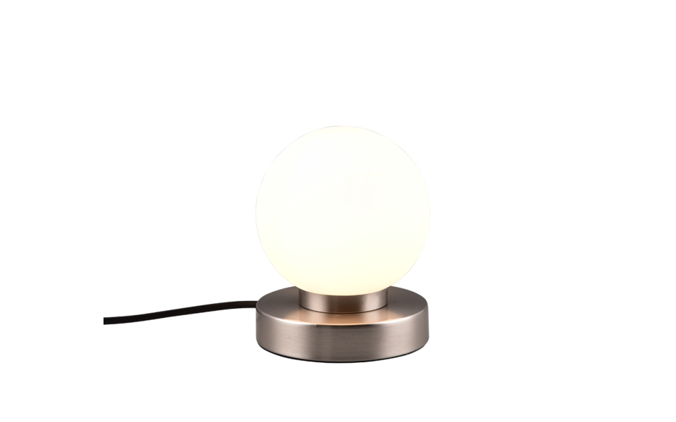 Trio Lighting Trio PRINZ II tafellamp | E14 Fitting | nikkel mat met wit | Ø 12 cm | IP20 | excl. 1x E14 | max. 40W | niet dimbaar