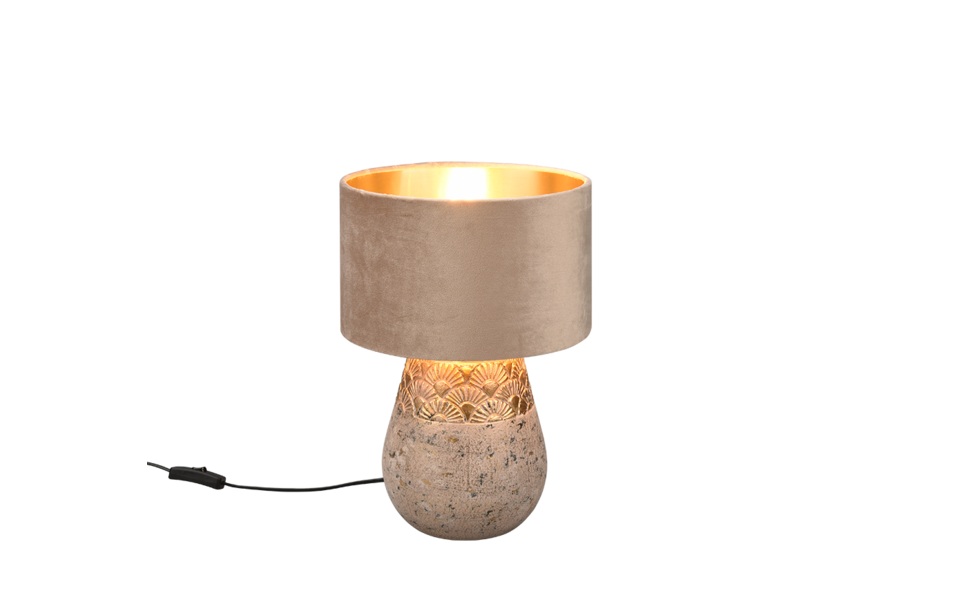 Trio Lighting Trio KIRAN tafellamp | E27 Fitting | grijs met beige | Ø 26 cm | IP20 | excl. 1x E27 | max. 60W Trio Lighting Trio KIRAN tafellamp | E27 Fitting | grijs met beige | Ø 26 cm | IP20 | excl. 1x E27 | max. 60W