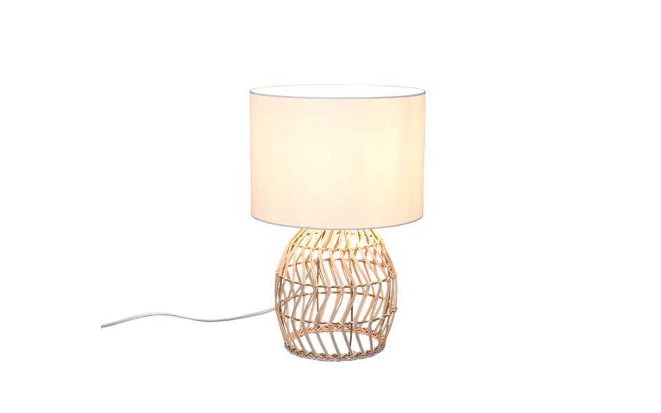 Trio Lighting Trio RIKE tafellamp | E27 Fitting | natuurlijke afwerking met wit | Ø 25 cm | IP20 | excl. 1x E27 | max. 40W Trio Lighting Trio RIKE tafellamp | E27 Fitting | natuurlijke afwerking met wit | Ø 25 cm | IP20 | excl. 1x E27 | max. 40W