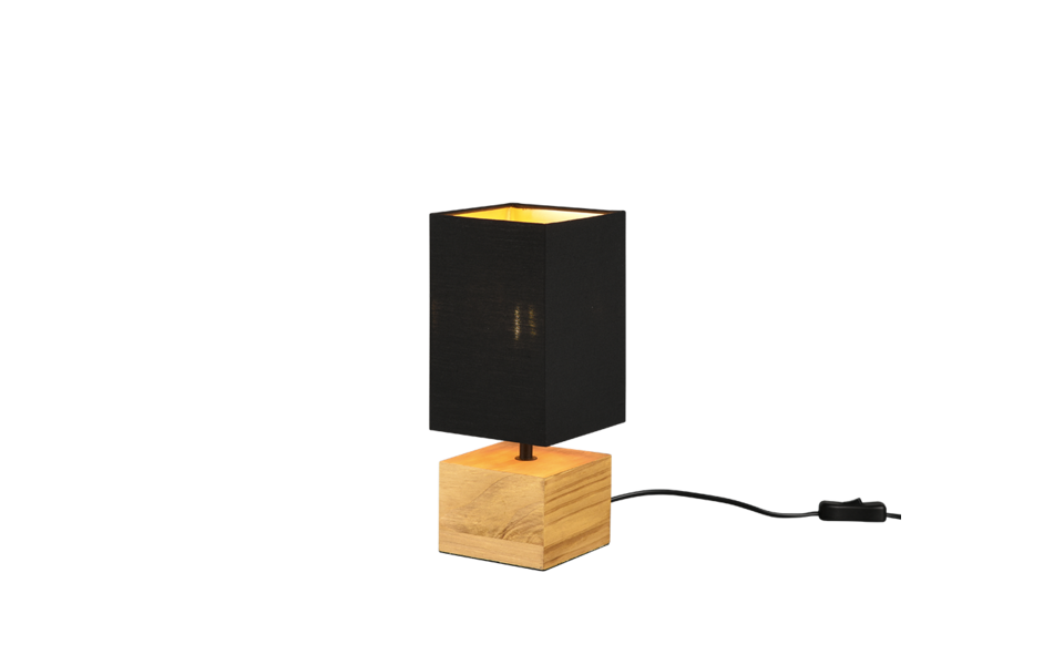 Trio Lighting Trio WOODY tafellamp | E14 Fitting | natuurlijke afwerking met zwart met goud | 12 x 12 cm | IP20 | excl. 1x E14 | max. 40W