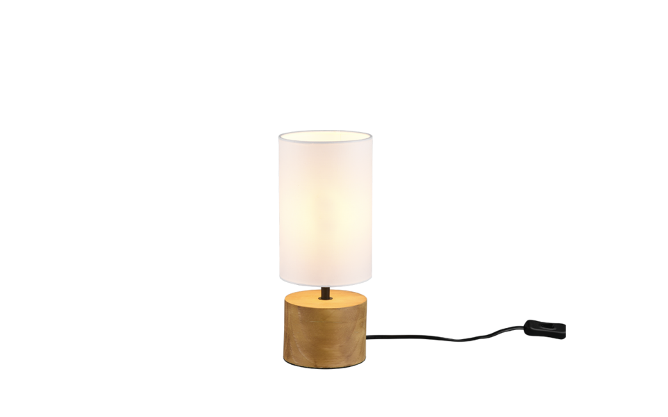 Trio Lighting Trio WOODY tafellamp | E14 Fitting | natuurlijke afwerking met wit | Ø 12 cm | IP20 | excl. 1x E14 | max. 40W