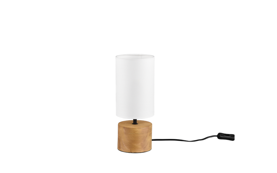 Trio Lighting Trio WOODY tafellamp | E14 Fitting | natuurlijke afwerking met wit | Ø 12 cm | IP20 | excl. 1x E14 | max. 40W